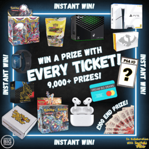 Win a prize with every ticket (Pokemon + tech)