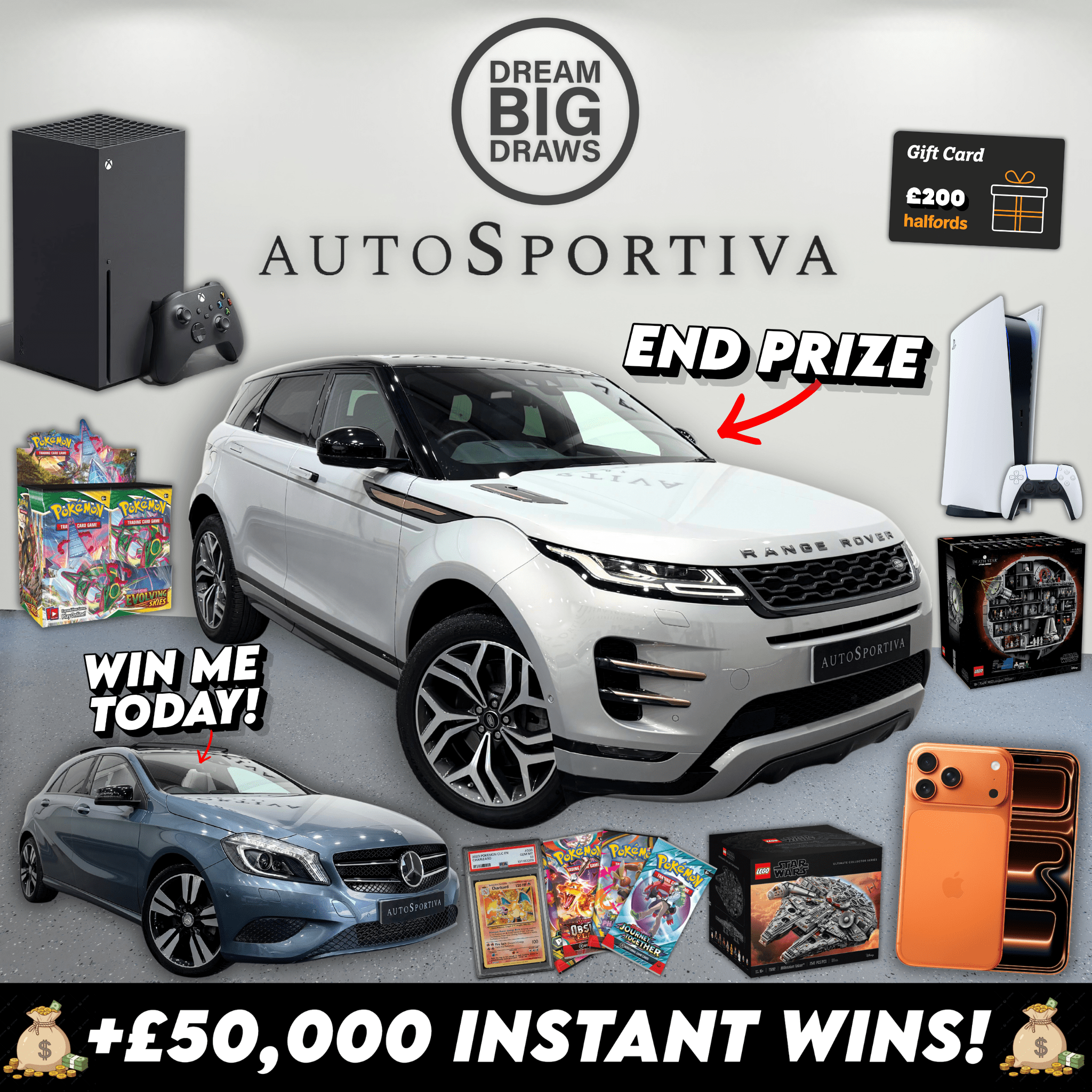 Win This Range Rover Evoque + £50,000 Mega Instant Wins!
