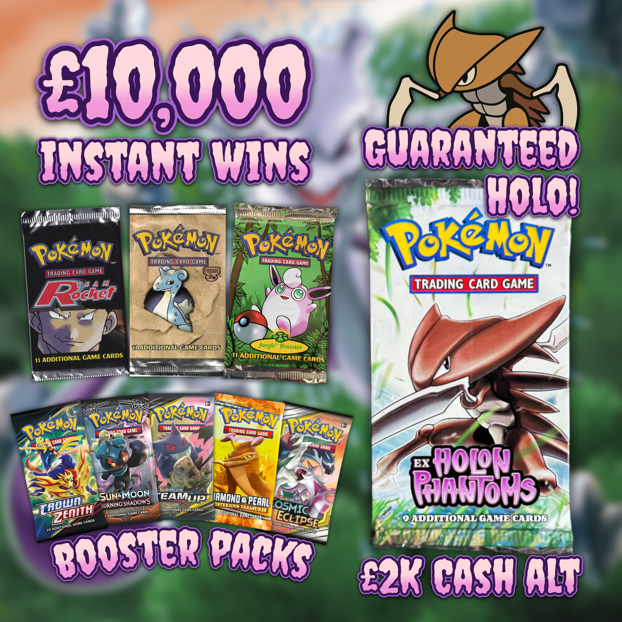 Kabutops Holon Phantoms ex Booster Pack Guaranteed Holo! + £10K Booster Pack Instant Wins!