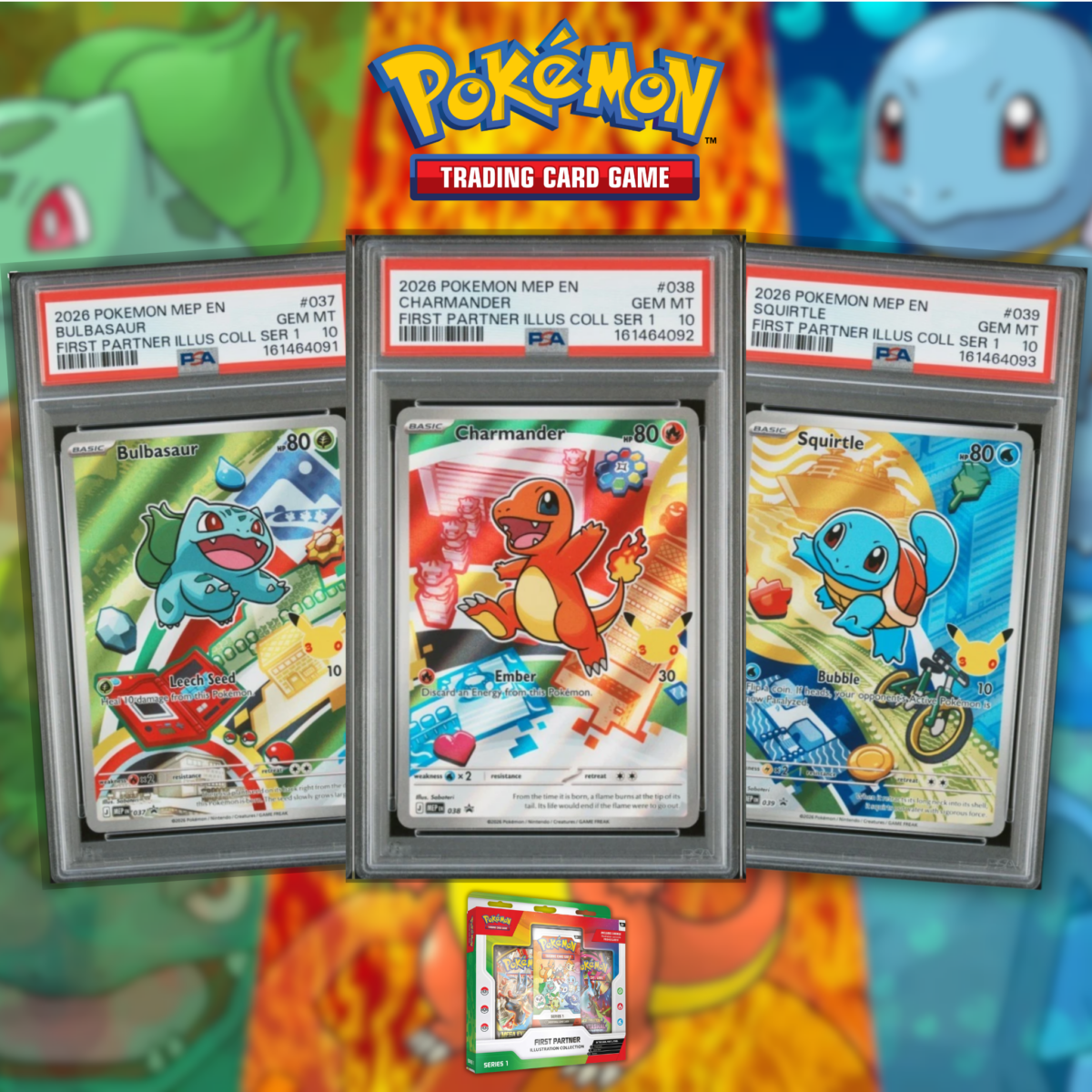 Pokemon First Partners Series 1 PSA 10 Trio! #3 – AUTO DRAW